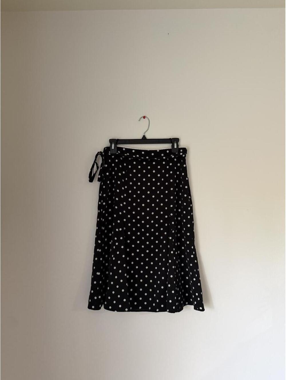 Women's Rihoas black white polka dot midi skirt M MEDIUM tie zipper